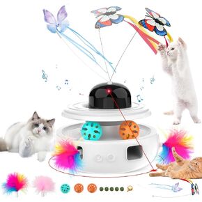 5 in 1 Interactive Cat Toys - Automatic Kitten Toys, Cat Toys for Indoor Cats, Cat Enrichment and Butterfly Toy for Exercise