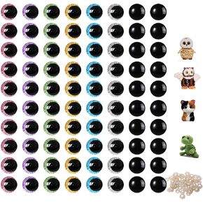 160 Pcs Glitter Safety Eyes 20mm 3D Safety Eyes for Amigurumi Glitter Eye for Stuffed Animals Large Safety Eyes Crochet for DIY of Puppet, Bear Crafts, Toy Doll Making Supplies (7 Colors)
