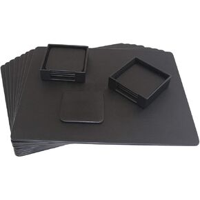 مجموعة غرفة مؤتمرات Dacasso Leatherette - Blutter Luxury Leather Desk للكتابة - واقي سطح المكتب التنفيذي - (مجموعة من 8 ، أسود)