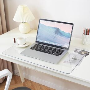 LovePads Clear Desk Mat 12 x 24 Inch, 1.5mm Thick Clear Desk Pad, Plastic Desk Protector Mat, Waterproof PVC Desk Cover Protector, Non-Slip Writing Pad Blotter for Desktop Home Office