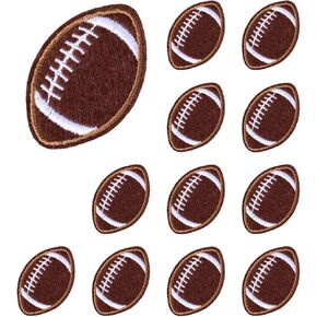 12pcs Football Iron On Patches, Golden Edge Rugby Iron On Patches American Football Chenille Applique Patches Sports Embroidered Iron On Patch Sewing Patches for Clothes, Hats, Backpacks