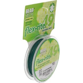 The Beadsmith Flex-Rite 49 Strand Nylon المطلي ، سلك الديكور المصنوع من الفولاذ المقاوم للصدأ ، وإمداد المجوهرات (.014 DIA ، الأخضر-30 قدمًا)