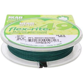 The Beadsmith Flex-Rite 49 Strand Nylon Coated, Stainless-Steel Beading Wire, Jewelry Making Supply (.014 Dia, Green - 30 Ft) in Kuwait