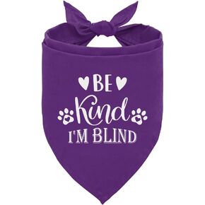 Be Kind I’m Blind Dog Bandana, Purple Dog Bandana, Pet Dog Scarf Accessories, Pet Dog Triangle Scarf, Funny Cute Dog Bandana, Dog Bandana for Small Medium Large Dogs, Dog Bandana Pet Scarf (D21)