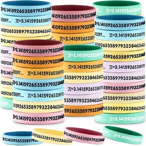 Roowest 108 Pcs Pi Math Day Wristbands Classroom Gifts Bulk from Teacher 3.14 Fun Pi Symbol Rubber Bracelet Science Irrational Number of Pi Prize Decorations for Party
