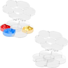 2 PCS Mini Paint Storage Palette Box 4.3 x 4.3 Inch, 7 Wells Airtight Seal Stay Wet for Prevent Leakage Spills, Portable Palette Case for Watercolor Gouache Acrylic and Oil Paint