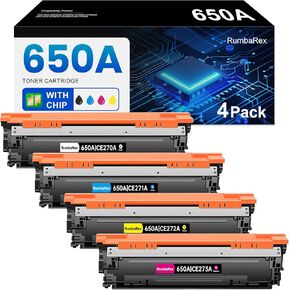 650A Toner Cartridge CE270A CE271A CE272A CE273A Toner Replacement for HP 650A Toner Cartridge for Enterprise CP5525 CP5525dn CP5525n CP5525xh M750dn M750n M750xh Printer Ink 4-Pack