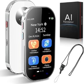 2025 New Language Translator Device, No WiFi Needed, Instant Translator for 142 Languages/Offline/Photo Translator, 4.5" Touch Screen, AI Translator Device for Business Travel Learning
