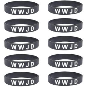 Lymhy WWJD Rubber Silicone Wristband,What Would Jesus Do Bracelet - Religous Christian Bible Fundraisers Bracelets Pack (10 Pack)