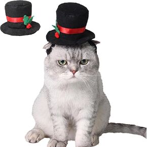 ABLAZEZAI Cat Christmas Gentleman's Top Hat, Pet Xmas Costumes, Kitten Party Festival Christmas Headwear, Cosplay Wedding Apparel Accessories for Small Animals