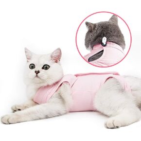 oUUoNNo Cat Wound Surgery Recovery Suit for Abdominal Wounds or Skin Diseases, After Surgery Wear, Pajama Suit, E-Collar Alternative for Cats (M, Pink)