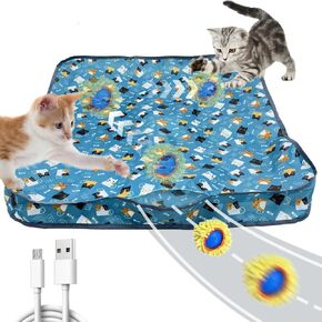 Interactive Cat Toys Ball Fast Rolling Cat Toys in Pouch, Moving Best Cats Toys for Indoor, Hide and Seek Chase Exercise Game, Motion Activate Rechargeable Kitten Toys