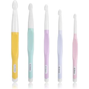 Large Sizes Crochet Hooks 5Pcs Ergonomic Crochet Hooks Set Big Crochet Hook for Aarthritic Hands Yarn Weaving Tools for Beginners Crocheting & Knitting Supplies, Size 8mm 10mm 12mm 15mm