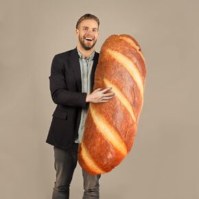 Yookeer 3D Simulation Bread Pillow 31.5 Inches Funny Food Pillow Giant Baguette Cushion Bread Body Plush Food Cushion for Sleeping Decor