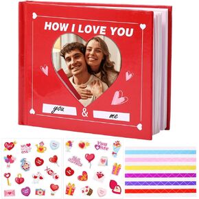 تملأ Valentines في الكتاب الفارغ المصغر كيف أحبك مجلة مع ملصقات صورة زوايا DIY كتب الحب عنك كتاب هدايا عيد الحب للنساء صديقها ، 4.1 "× 3.4" (أحمر)