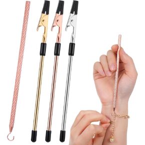 TIESOME 4PCS Bracelet Helper Tool Hook, Bracelet Helper Clips, Wearing Tool Aid Assistance, Metal Bracelet Helper Tool for Necklace Bracelet Watch Clasps Zippers Crafts Adjustment
