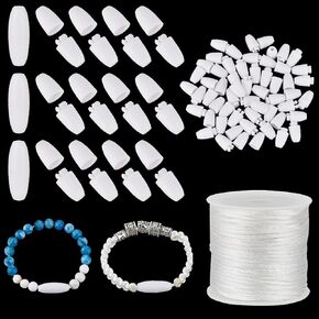 PH Pandahall Breakaway Clasps للحبل ، 24 ملم Clasp Bead Barrel Connectors 30pcs Clasps الأمان مع 1.5 مم × 50 ياردة سلك الحبل نايلون لانيارد لسروب القلادة المجوهرات DIY
