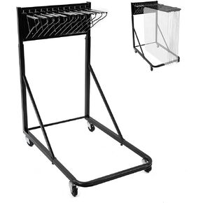KUAFU Mobile Blueprint Storage Rack with 12 Adjustable Height/Length Pivot Brackets Map Poster File Organizer Stand Plans Holder Powder Coated Steel Black