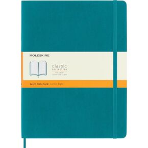 Moleskine Classic Notebook, Soft Cover, XL (7.5" x 9.5") Ruled, Underwater Blue, 192 Pages