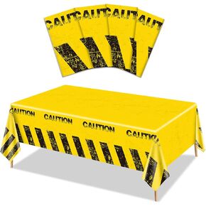 4 Pcs Construction Party Tablecloths - Rectangle Construction Table Cloth Dump Truck Birthday Table Covers for Kids Boys Birthday Construction Birthday Party Supplies 51 x 86 Inch