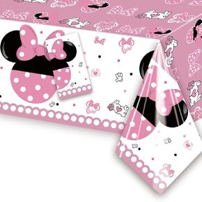 Pink Happy Birthday Party Tablecloth Decorations - Tablecover مستطيلة التخلص من الطاولة البلاستيكية يمكن التخلص منها للبنات استحمام الطفل 1st 3rd 4th 5th 6th 7th Birthday Party Supplies 51.2 "× 86.6"