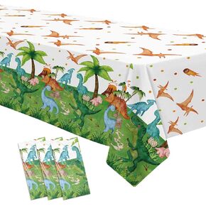 Dinosaur Birthday Party Supplies Tablecloth for Kids - Dino Dinosaur Baby Shower Decorations Table Cover, Dinosaur Party Decorations Table Cloth, 3 Pack (54in x 108in)
