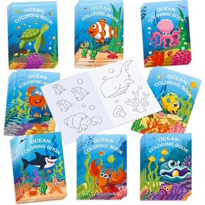 16 Pcs Ocean Coloring Books Underwater World Coloring Book Bulk Mini Coloring Books Bulk for Kids DIY Art Drawing Activity Book Set for Marine Life Theme Birthday Party Favor