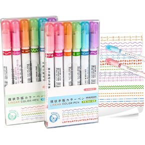 2025 New Magic Border Pens for Paper 12pcs Grace Grip Dual Tip Fine Tip Patterned Pens for Teachers Students Classroom Home Office