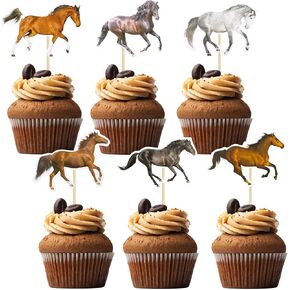36Pcs Horse Cupcake Toppers Animal Horse Cupcake Picks Baby Shower Cupcake Decorations Kids Birthday Baby Shower Equestrian Theme Party Cake Decorations Supplies