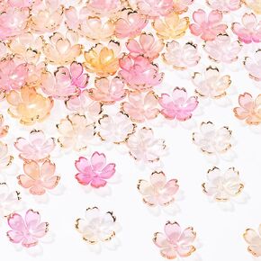 100Pcs Colorful Cherry Blossom Beads, 5-Petal Acrylic Flower Beads, Mini Spacer Beads Hair Charms Halloween Christmas for Bracelets Earring Jewelry Making