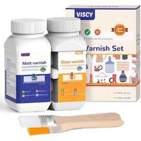 240ml Air Dry Clay Glaze, Clay Paint for Pottery Air Dry, Clay Paint High Gloss, Anti-Scratch, Waterproof, Clay Glaze Set with 120ml Matte Varnish and 120ml Gloss Varnish, 2 Brushes.