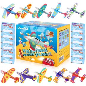 50 Pack Valentines Foam Airplanes and 50 Pack Valentine Cards for Kids, Valentines Gifts for Kids Classroom, Party Favors, Valentine Treats for School