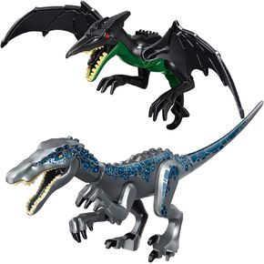 Adove 2 Pack Dinosaur Building Blocks Toys, 11 Inch Jurassic Animal Take Apart Dino Kids, Dinosaur Sticker Included (Baryonyx & Pterodactyl)