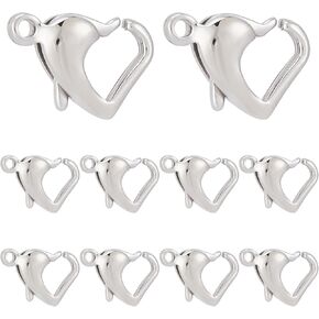 SUNNYCLUE 1 Box 10Pcs Jewelry Lobster Clasps Small Stainless Steel Lobster Claw Clasp Heart Shaped Love Bracelet End Clasps for Jewelry Making Kit DIY Valentine's Day Necklace Bracelets Anklets Gift