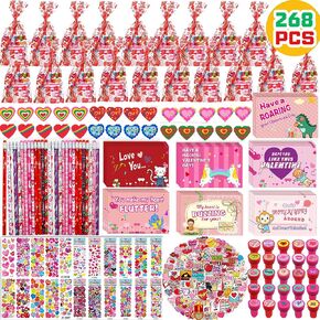 268PCS Valentines Day Cards for Kids School Valentines Day Gifts for Kids Classroom Class valentine Goodie Bags Stuffers Party Favors Bulk Non Candy Prizes Treats Valentines Gifts for Students in Saudi Arabia