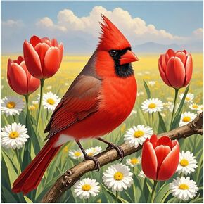 hill froeistung Diamond Painting Kits for Adults Cardinal, Round Full Drill Diamond Art Kits, 5D DIY Paint with Diamonds Crafts for Home Wall Decoration Gifts 12×12Inch, Bird