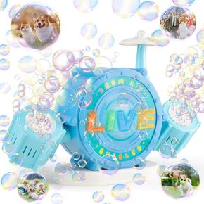 آلة الفقاعة التلقائية للأطفال الصغار مع مصباح LED -Doble Bubble Blower للداخلية ، في الهواء الطلق ، أعياد الميلاد ، حفلات ، حفلات الزفاف ووقت اللعب - هدايا الألعاب للفتيات والفتيان 3 5 6 7 8 9 10 (الأزرق)