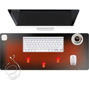 Heated Desk Pad - Black, 31.5 x 13 Inch, PVC Leather, 3 Levels Heating, 4 Hour Auto Shut Off