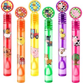 24pcs مزرعة مزرعة DIY Bubble Wands مع 96pcs ملصقات - الحفلات لصالح حقائب Goodie ، حشوات بيناتا ، لوازم أعياد الميلاد بالفقاعة المصغرة ، هدايا الألعاب ، جوائز فئة للأطفال الصغار ، الأولاد والبنات