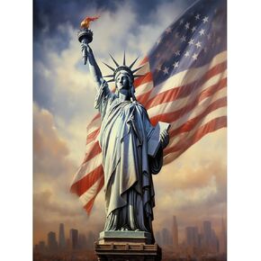 NOVWANG Statue of Liberty Diamond Art Painting, Full Drill American Flag Diamond Art Painting Kits, DIY 5D Diamond Art Painting Flag by Number Kits for Adults Home Wall Art Decor