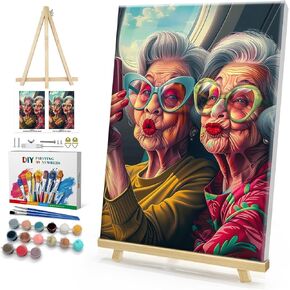 HeeBenor Framed Paint by Numbers Kit for Adults, Black Woman Paint by Numbers Kit for Adults with Easel, DIY Acrylic Paint by Number with Frame, Adult Paint by Number Kits Framed Canvas 8x12 Inch