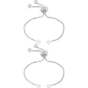 Beebeecraft 1 Box 2Pcs Chain Bracelet Making 925 Sterling Silver 12mm Slider Adjustable Bracelets Platinum Color Slider Extender Chains for Jewellery Making DIY Findings