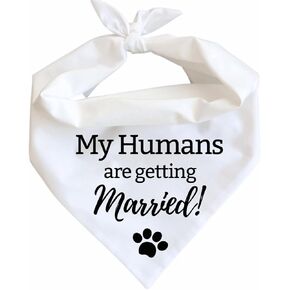 My Humans are Getting Married Dog Bandana wedding announcement engagement white classic