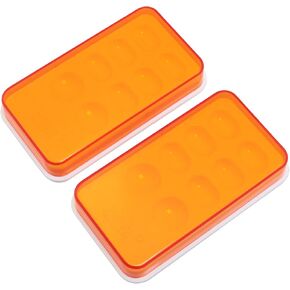 2PCS Dental Palette Dental Resin Shade Box 8 Slots 9.5x5x1.7cm Material Mixing Box Placer with Lid Shield Orange Transparent Lid Multi-Functional Mixing Palette for Dental Instruments