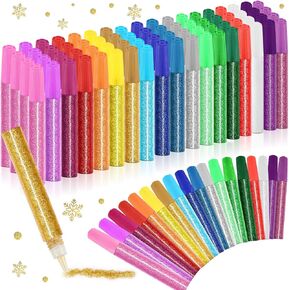 72 Pcs Glitter Glue Pens Bulk 18 Colors Crafts Pens Stick Glitter Glue for Crafts School Gifts Supplies for DIY Arts, Projects Scrapbooking, Cards(15 ml)