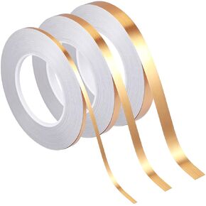 Zonon 3 Sizes Gold Self Adhesive Polyester Film Tape, Gold Washi Tape for Car Furniture Graphic Arts Walls Decor, 55 yds(5/10/15mm)