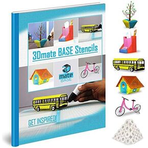 3D Pen Paper Stencils for Flower Pot, Pen Holder, School Bus, Bird House, Bicycle - Compatible with 3Dmate Base 3D Pen (Mat Not Included)