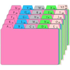 50 Pcs A-Z Alphabet Top Tab File Guide Card 9.8×11.7 inch File Divider Card for Office