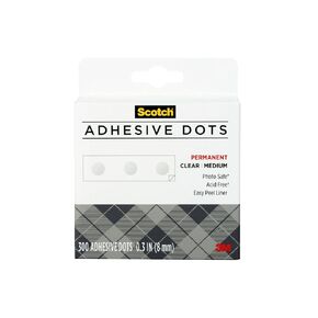 Scotch Adhesive Dots, Medium, Clear, 300-Count, 12-Pack – Permanent, Photo-Safe, Acid-Free Adhesive for Crafts and Scrapbooking