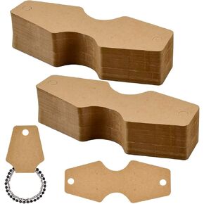 Enenes Necklace Display Card, 200 PCS Fold Over Tags, 2x5.5Inch Kraft Paper Jewelry Hanging Tags, Blank Cards for Displaying Necklaces Bracelets and Earrings (Brown)